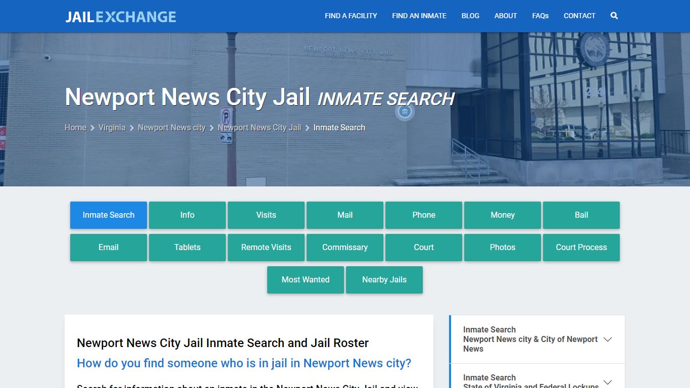 Newport News City Jail Inmate Search - Jail Exchange